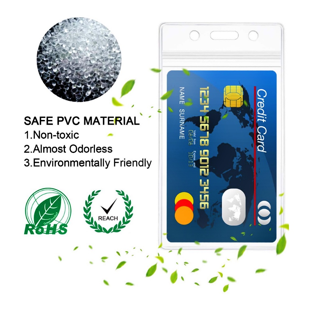 1 /10Pcs Case Holder Kartu ID Kredit Bisnis/Lengan Pelindung Kartu Kerja PVC Transparan Tahan Lama Anti Air/Lengan ID Card Anti Hilang Untuk Kantor Sekolah Perusahaan