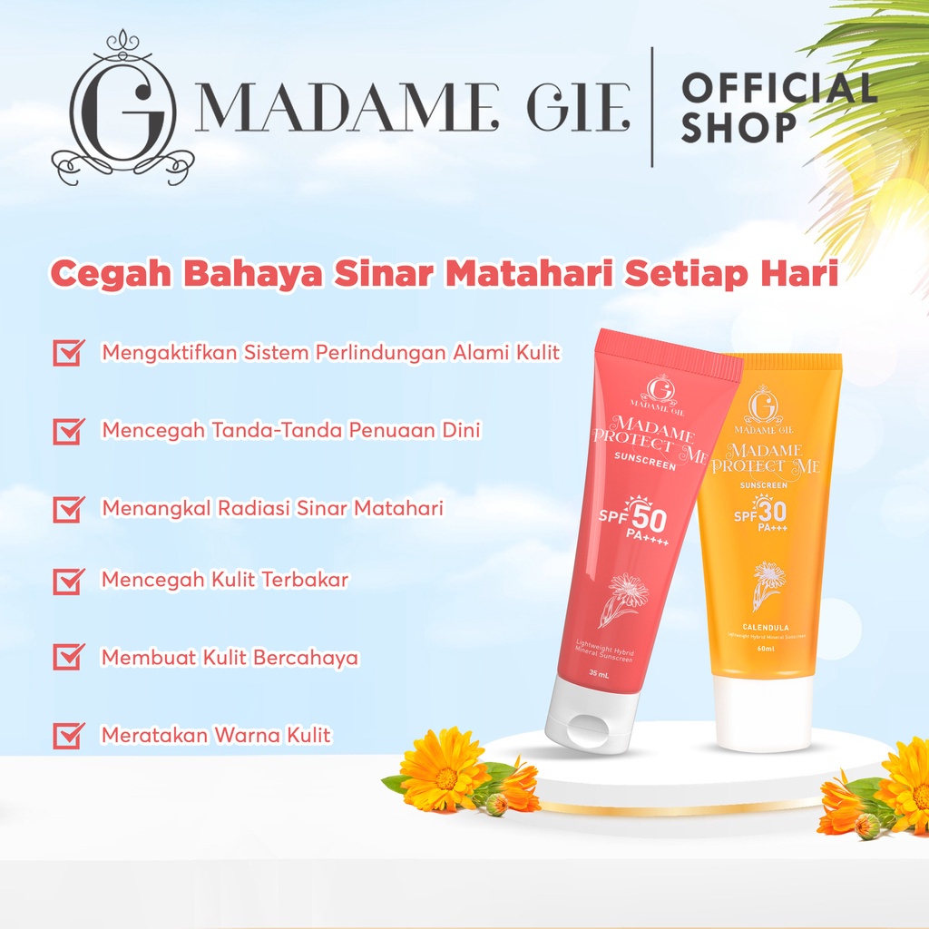 Madame Gie Protect Me Sunscreen SPF 50 PA ++++ With Calendula Sunblock 35 gr