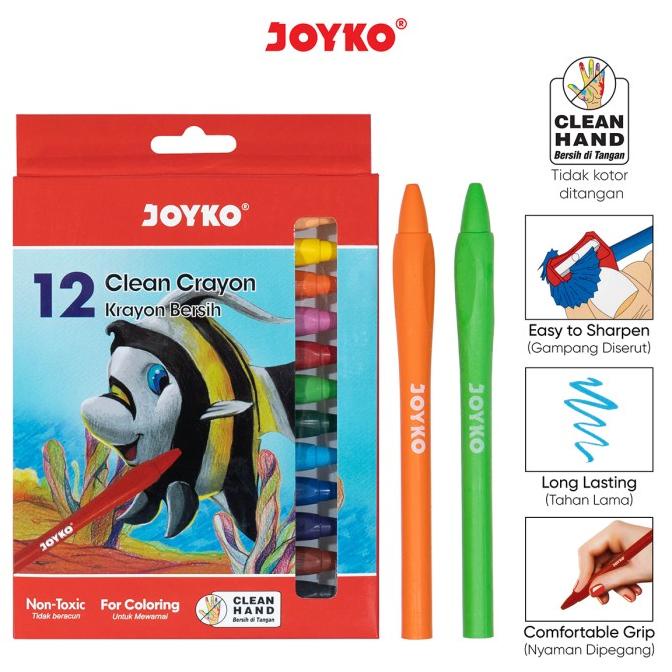 

Krayon Bersih Clean Crayon Joyko CLCR-12 12 Warna