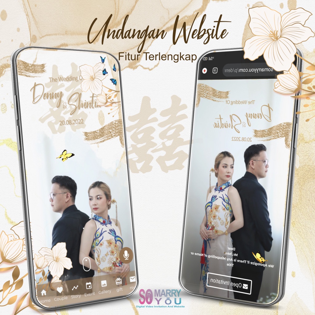 Promo Undangan Digital Website Pernikahan Tionghoa Web Invitation Online  Golden Chinese Mandarin El
