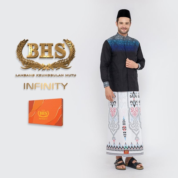 Sarung BHS Infinity Gold Motif PKE Putih