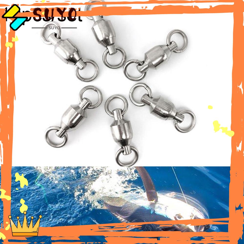 Suyo 10PCS Konektor Memancing Rolling Swivel Bahan Stainless Steel Baru Ukuran0# Kepada10# Barel Bearing