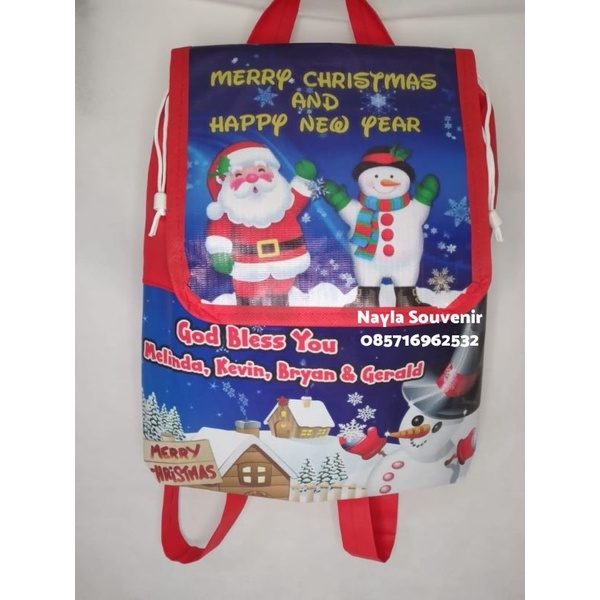 

Tas souvenir natal model ransel printing custom