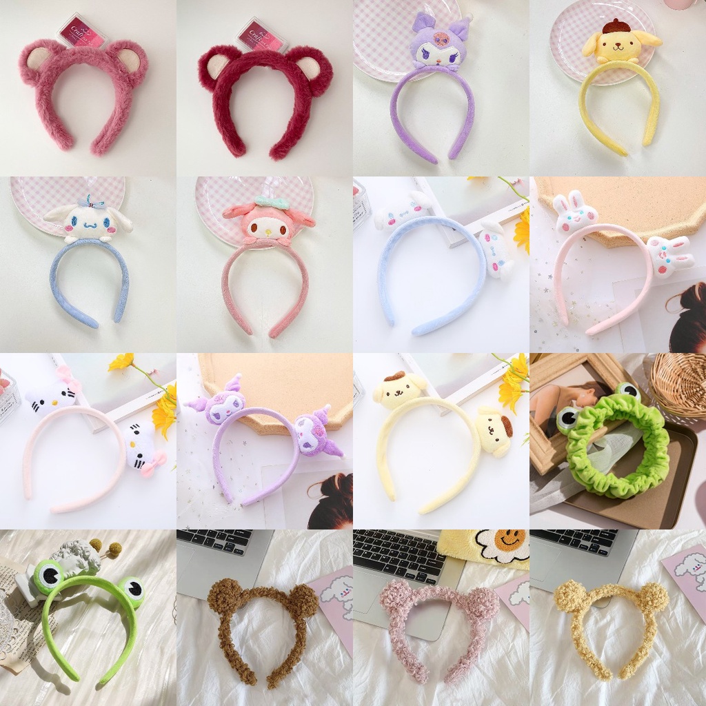 COD❤️Bando Karakter Telinga Bear Lucu Korea Headband Bandana Ikat Kepala Cuci Muka Wanita Beruang Stroberi Mewah Ikat Kepala Jepit Rambut Import Lucu Hiasan Kepala