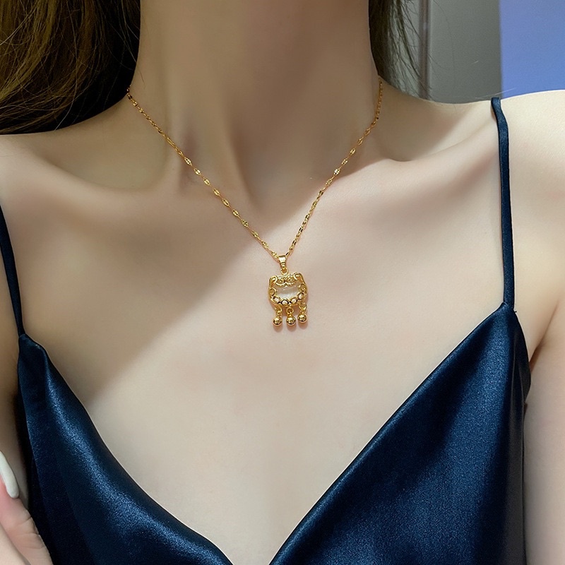 kalung titanium lucu cantik katak kodok diamonde