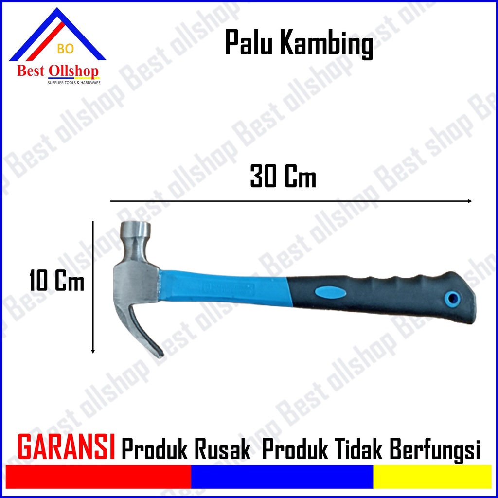 Palu Besi Kambing Claw Hammer Gagang Fiber Cungkil Cabut Paku Kecil 12 Oz