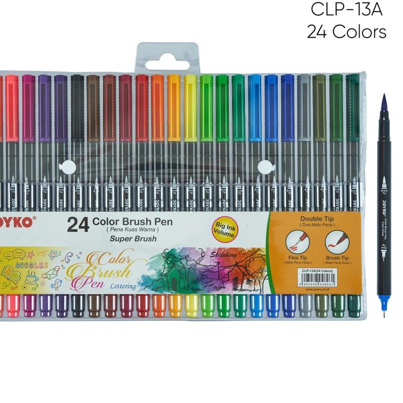 

±±± Joyko Super Brush Pen Set 12/24 Colors (CLP-13) / Dual Tip Brush Pen