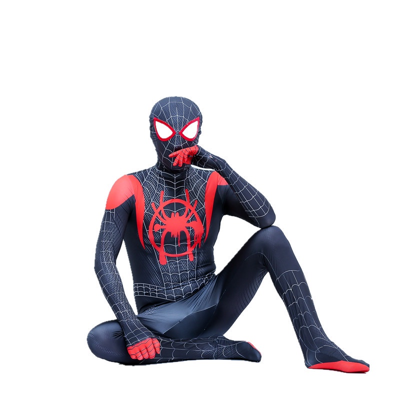 Cosplay Dewasa Laba -laba Pria Gwen Besi Spiderman Kostum+Topeng Cosplay Superhero Jumpsuit Untuk Dewasa