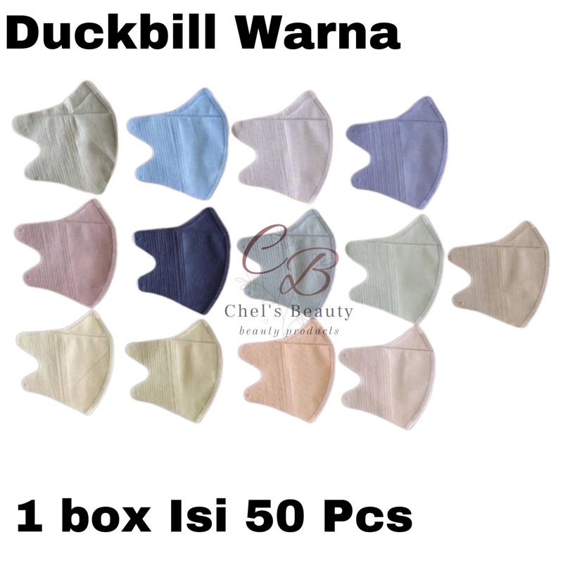 MASKER DUCKBILL WARNA WARNI MIX COLOR  isi 50 pcs COLOUR SETARA ALKINDO MOUSON