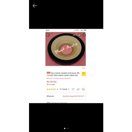 Daun kertas speaker 12inch JBL dan 10inch 6 biji