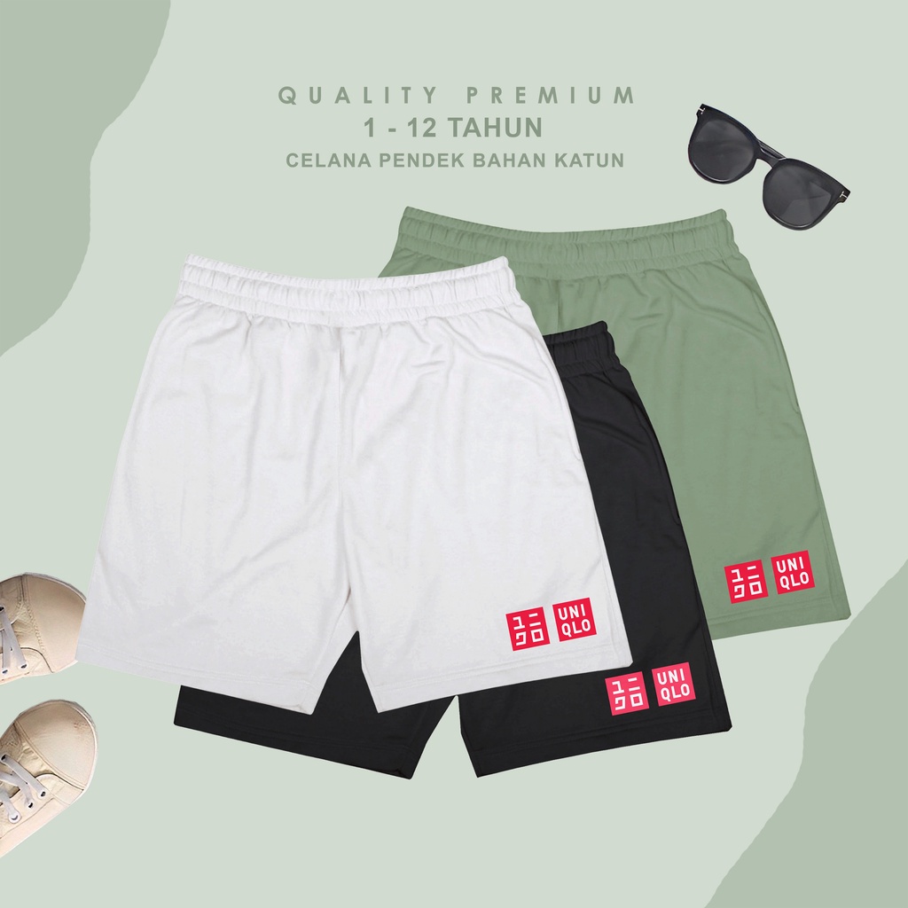 Celana pendek anak umur 1-12 tahun uni-qlo bahan katun