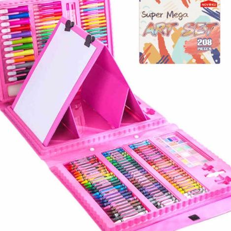 

➫➻❀✺ TOKO PERTEMANAN Anak Alat Lukis set 208pcs Crayon/pensil/pena warna alat menggambar Hadiah anak-anak Laris