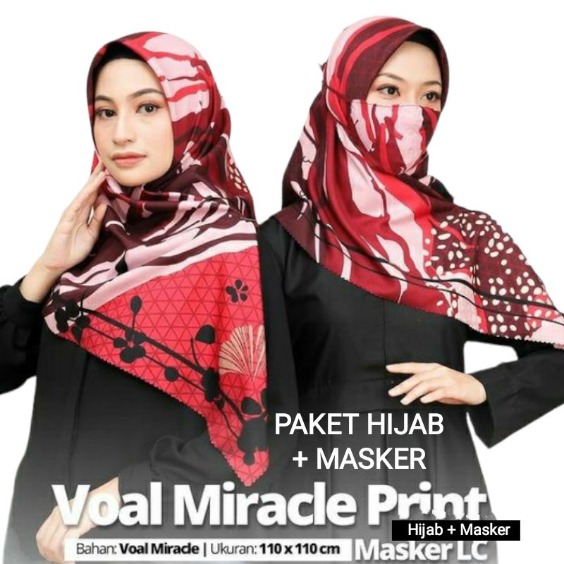 Ecer Hijab Masker Motif Print Umama / S4 Voal Miracle Print Plus Masker LC