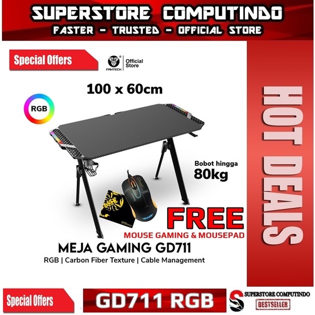 Kursi Fantech Gd711 Meja Gaming - Rgb Gaming Desk