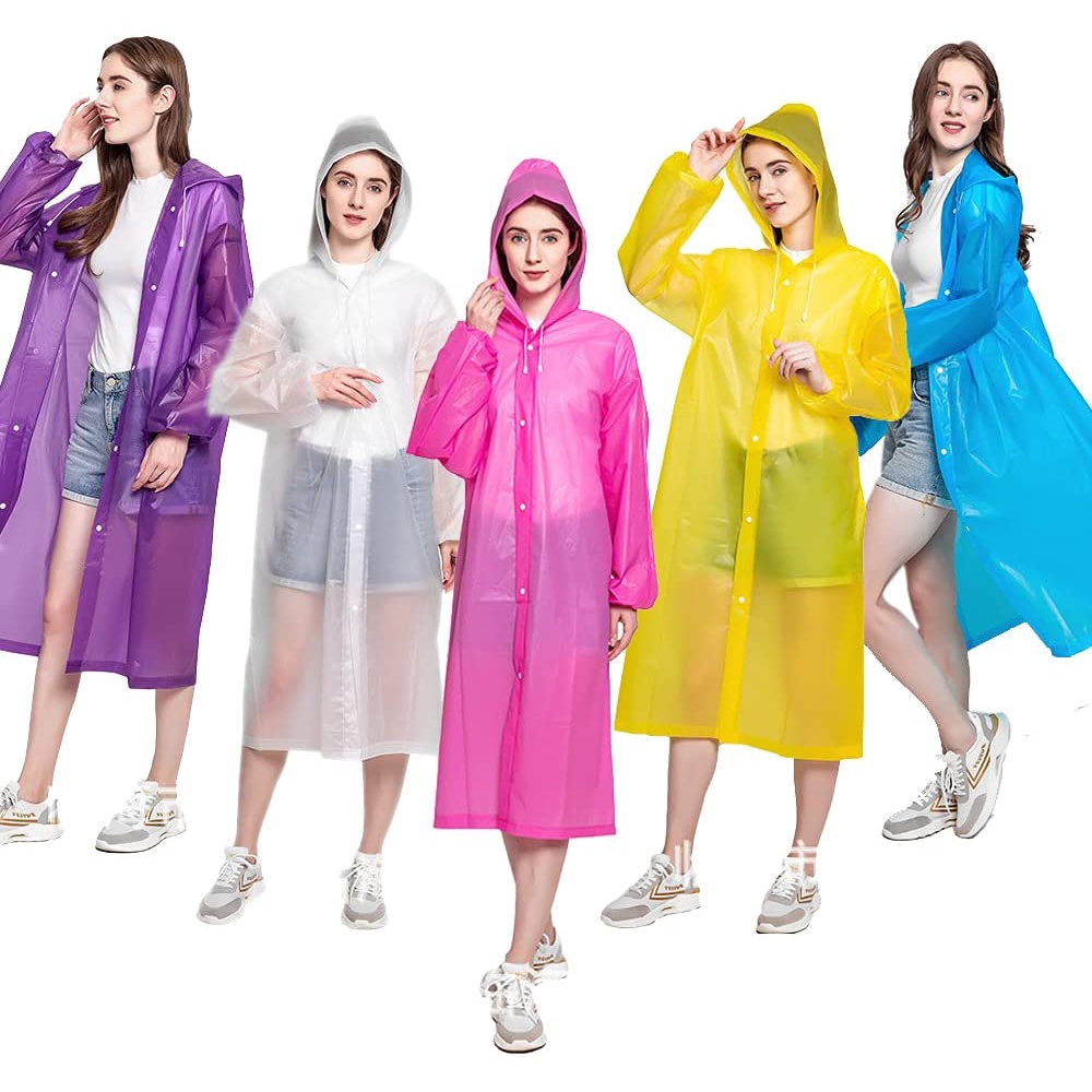 Jas Hujan EVA Transparan Terusan Poncho Dewasa Pria Wanita Mantel Model Korea Raincoat