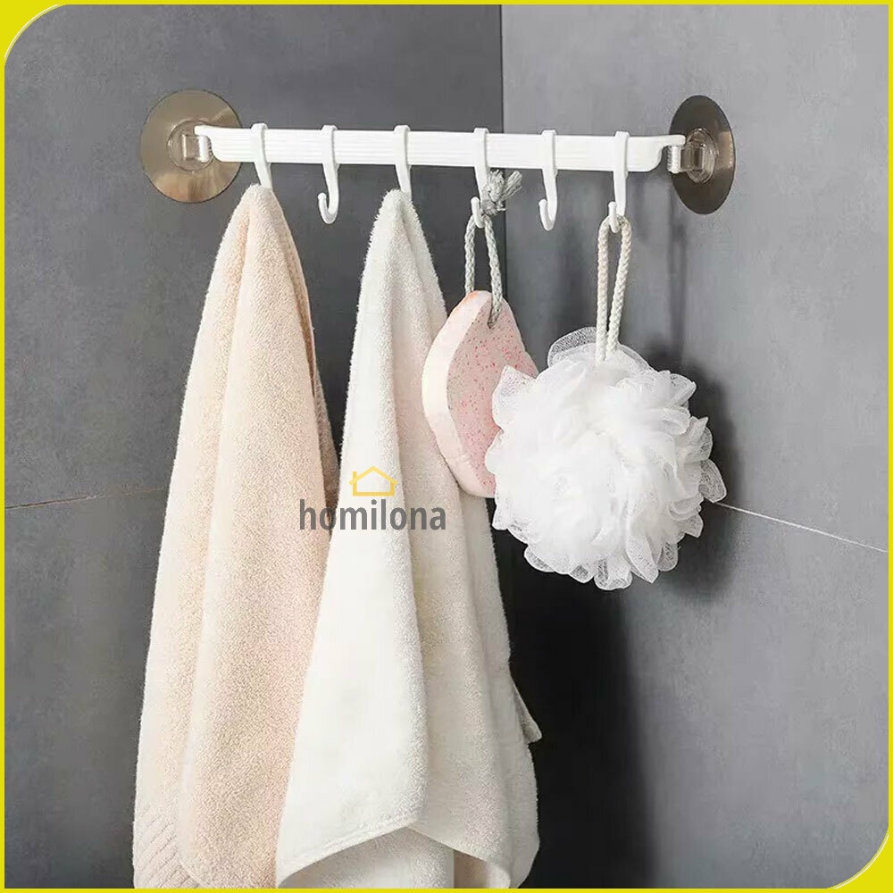 Outer Rak Gantungan Peralatan Dapur 6 Hole Strong Adhesive Hook Ou007 White