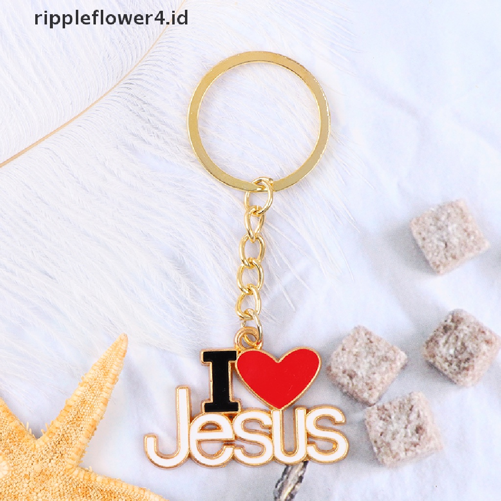 {rippleflower4.id} 1pc Gantungan Kunci Gantungan Kunci Mobil Gantungan Kunci Religi Yesus I Love Jesus~