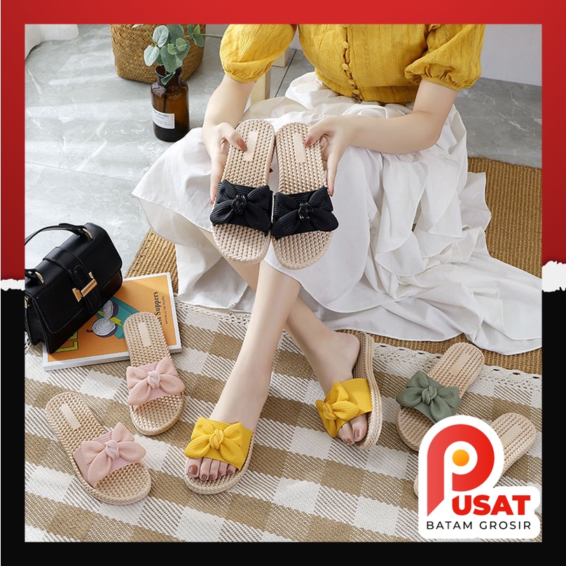 Pusat Batam Grosir - S877 Sandal Motif Pita / Sandal Fashion Wanita Murah / Sandal Cewek / Sandal Sl