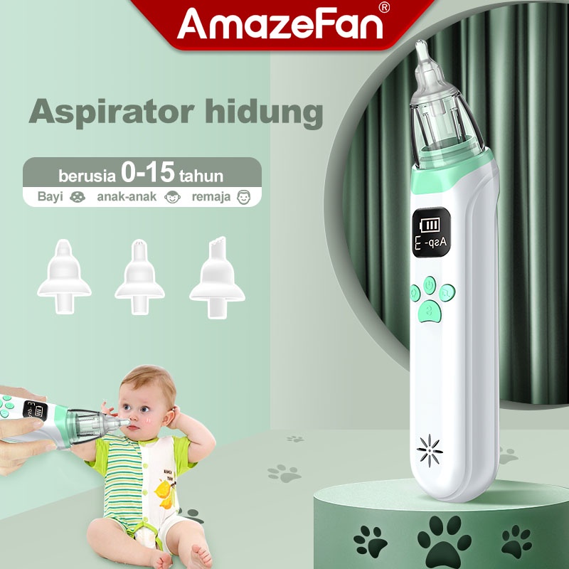 AmazeFan alat penyedot ingus bayi elektrik 3 tingkat daya isap＆Mendukung pemutaran musik dan memiliki fungsi obor sedot ingus bayi Nirkabel nasal aspirator baby 3 kepala pengganti Cocok untuk usia 0-12 tahun Tingkat kebisingan rendah Aspirator Hidung Bayi