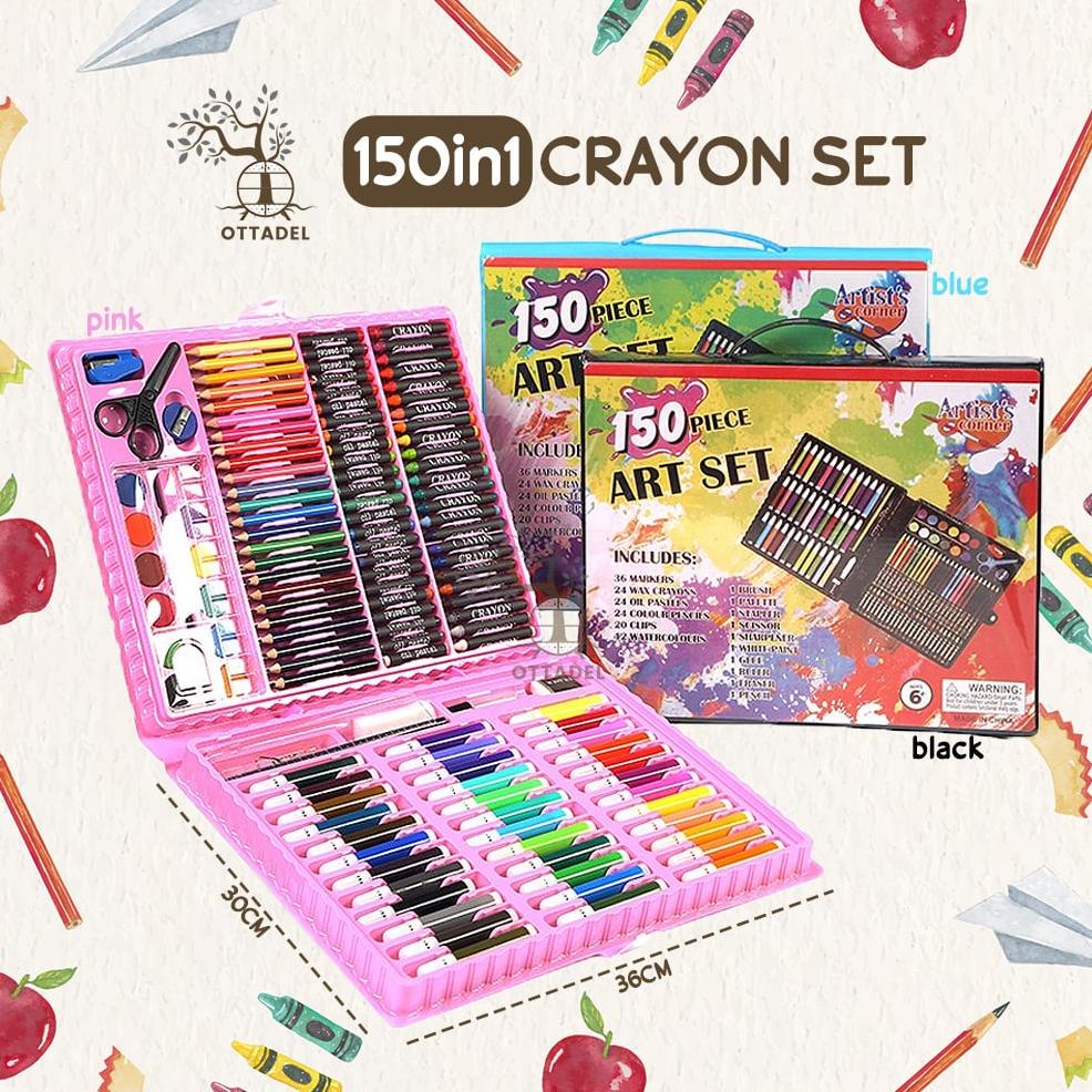 

OTTADEL - ALAT GAMBAR & LUKIS / CRAYON, SPIDOL, PENSIL WARNA, CAT SET 150 IN 1 LENGKAP TERLARISS...,,,,,