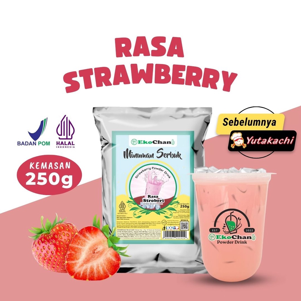 PAKET HEMAT MINUMAN 2 Bubuk Minuman EkoChan (Coklat + Strawberry + Capuccino)