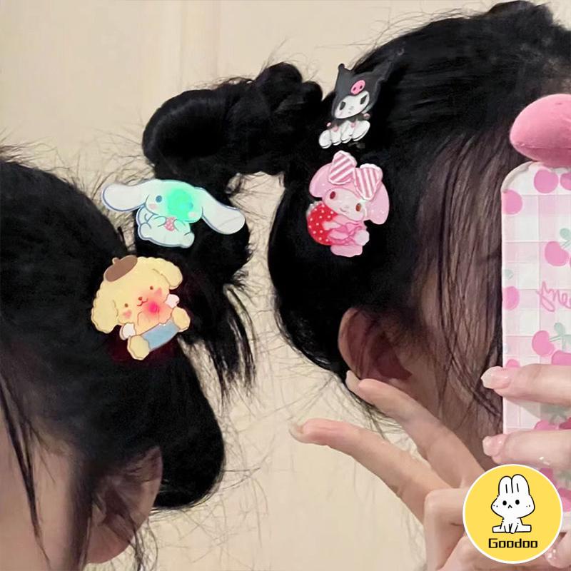 Jepit Rambut Kartun Cinnamoroll Anjing Kucing Bebek Bill Clip Aksesoris Rambut Poni Lucu Bercahaya -Doo