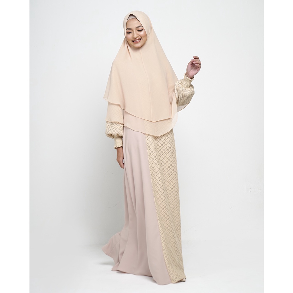 CREAM BLOSSOM DRESS - Gamis Muslimah Premium - MANDJHA by Ivan Gunawan ORIGINAL
