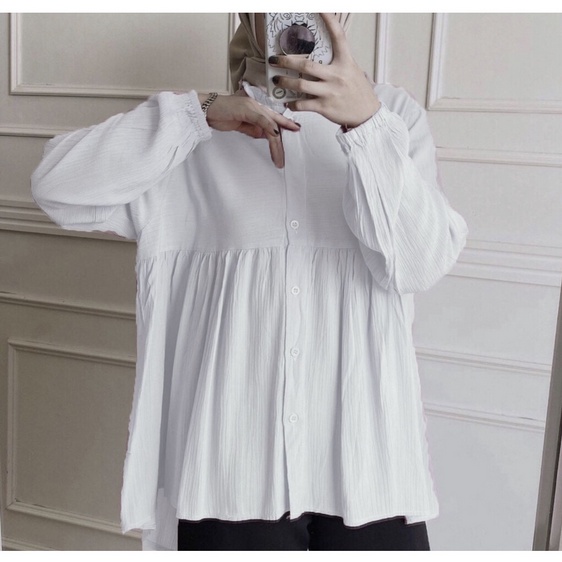 KEMEJA PUTIH WANITA LENGAN PANJANG blouse remaja KERJA KANTOR  baju murah model kekinian