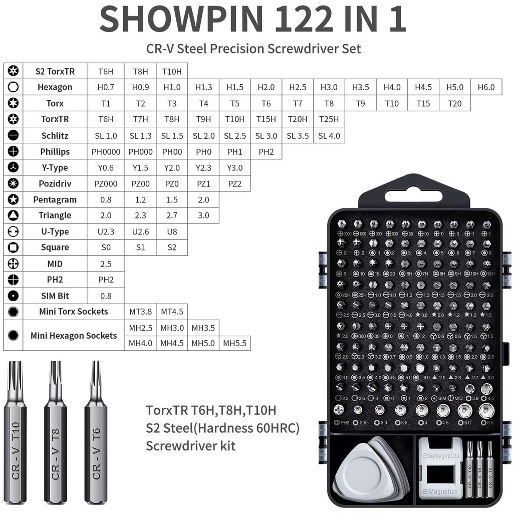 ISKU Obeng Set 122 in 1 Obeng HP Multifungsi Alat Bongkar Mini Precision Magnetic Screwdriver Obeng Set Komplit Serbaguna HP Laptop Reparasi