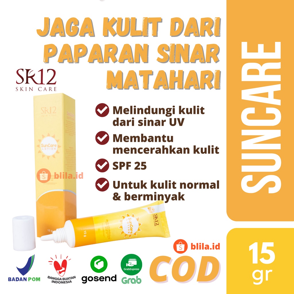 SUNCARE SUN CARE LOTION SR12 15gr SUNBLOCK Sunscreen SPF 25 Anti UV Pelindung Matahari BLILA