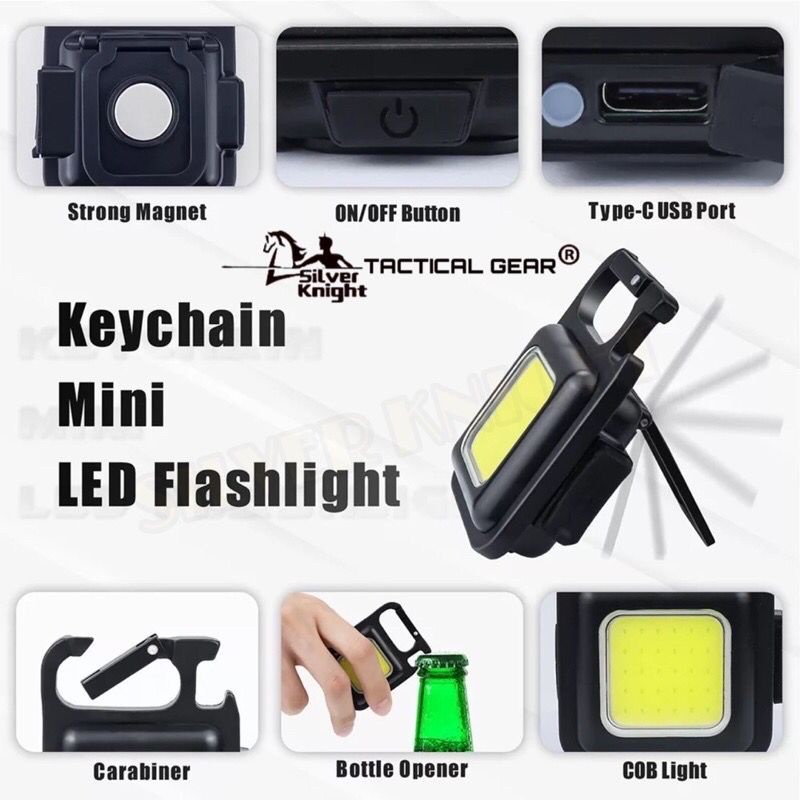 {JI}Lampu COB rechageable mini portable keyechain light / Lampu mini camping magnet outdoor