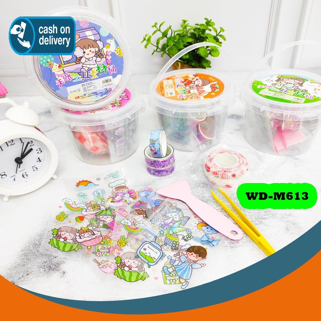 

1 BOX ALAT JURNALING SOLATIP WASHI TAPE STICKER SPATULA PINSET PELINDUNG JOURNAL (5 IN 1) KODE WD-M613 KARAKTER CEWE GAMBAR LUCU