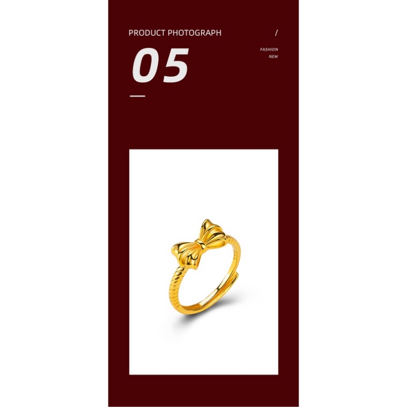 Goldkingdom Perhiasan Fashion Emas Asli Kadar 375 Bangkok Aksesoris Ready Stock Segar Dan Manis Busur Cincin Perempuan Lucu Kupu-Kupu Adjustable