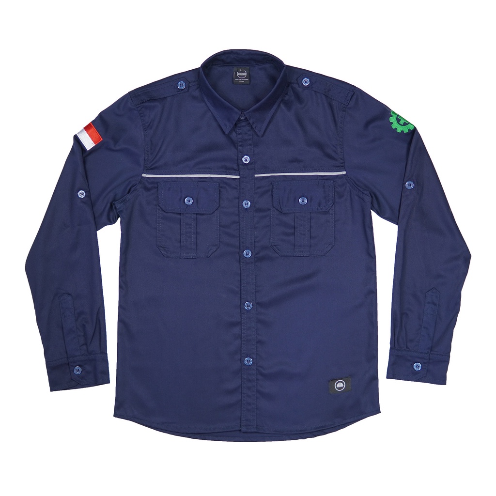 PDL Biru Navy Kemeja PDL Pria Lengan Panjang Bahan Nagata Drill Warna Navy Ukuran S-4XL Navy Nagata 