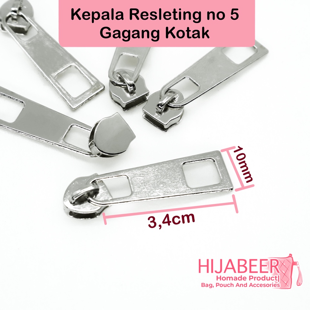 Kepala Resleting No. 5 Gagang kotak / 10 pcs