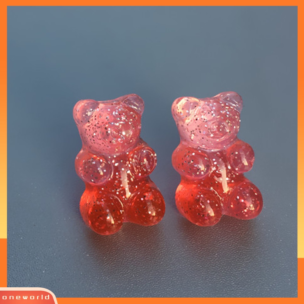 [WONE] Fashion Wanita Permen Warna Kartun Gummy Bear Ear Stud Earrings Perhiasan Hadiah