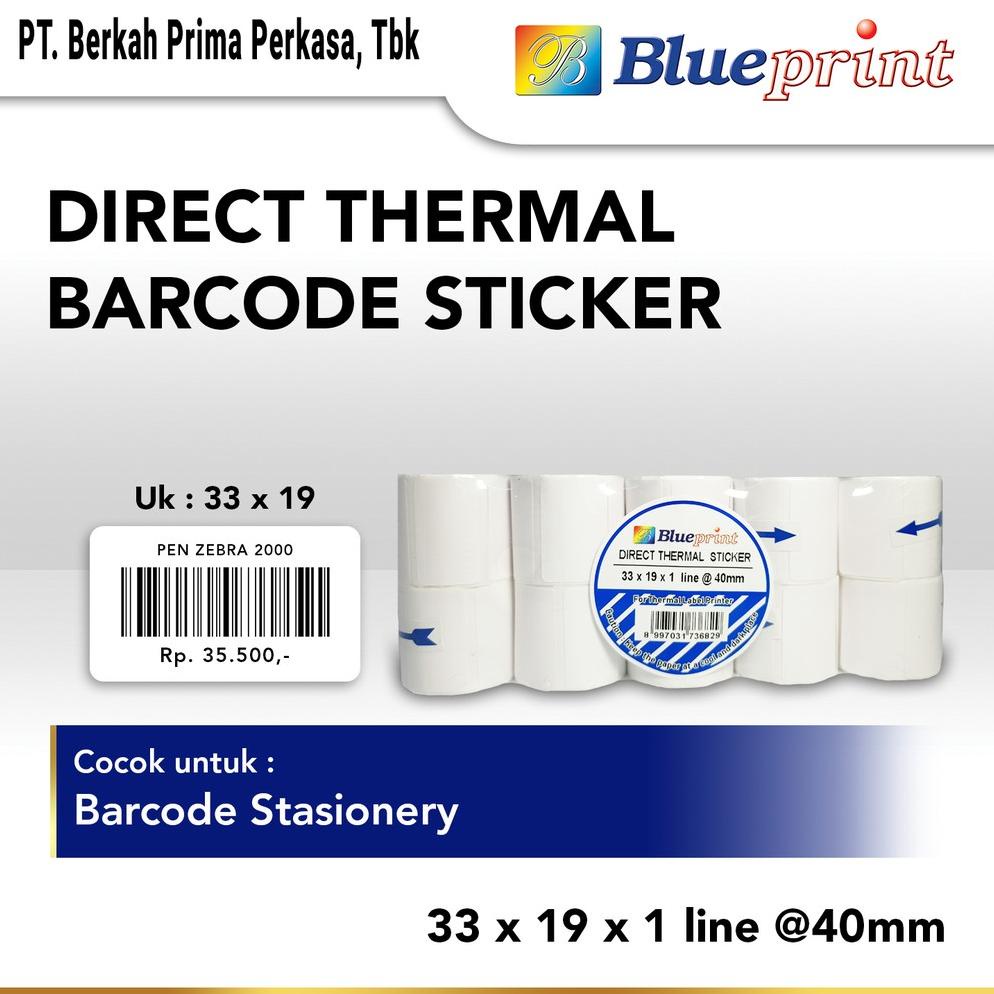 

DIRECT THERMAL STICKER PORTABLE 33 X 19 KERTAS LABEL STIKER BLUEPRINT 33X19 MM 1 LINE - 10 ROLL TERLARISS...,,,,,