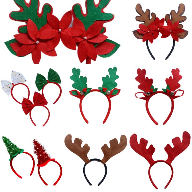 Bando Natal Dewasa Tanduk Rusa Lonceng Bunga Telinga Raindeer Deer Headband