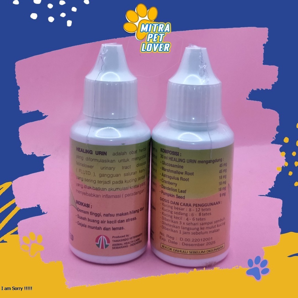 FORMULA UNTUK MENGOBATI INFEKSI SALURAN KECING PADA KUCING - HEALING URIN CAT DROP 30ML - SALURAN KEMIH URINARY KITTEN MURAH ASLI GARANSI KUALITAS ORIGINAL - PET ANIMAL HEALTHCARE VETERINARY TAMASINDO OBAT KESEHATAN &amp;  VITAMIN TERNAK HEWAN  MITRAPETLOVER