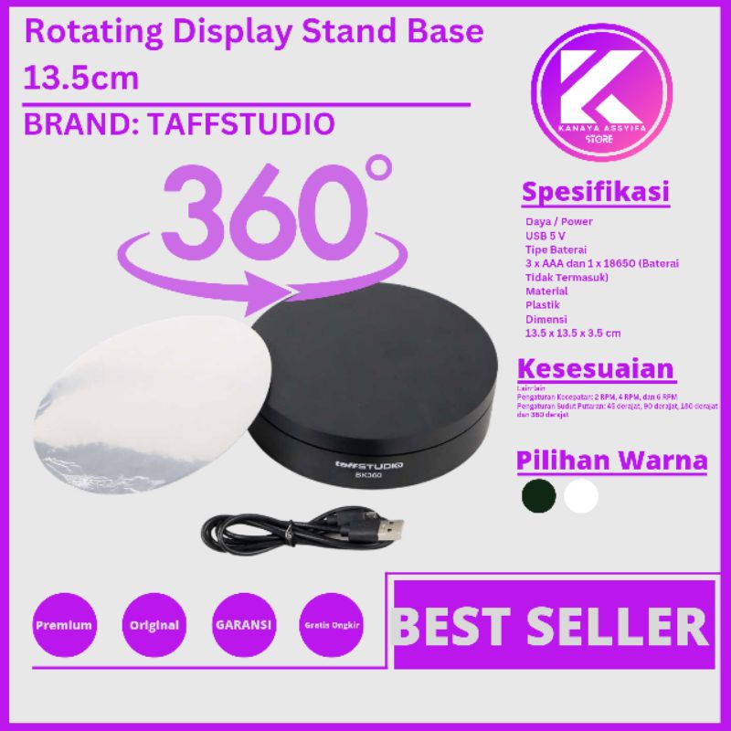 TaffSTUDIO Alas Putar Fotografi Rotating Display Stand Base 13.5cm - BK360