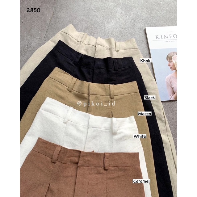 Celana Linen Highwaist / Kulot panjang katun linen wanita / linen Pants / celana putih hitam kece