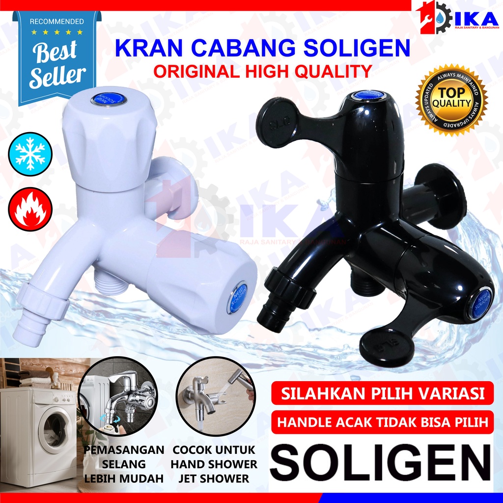 Kran Cabang Shower - Kran Double Engkol Kran PVC SOLIGEN ASLI / Kran Tembok Cabang Kran Cabang Keran Kran Shower Mixer Double