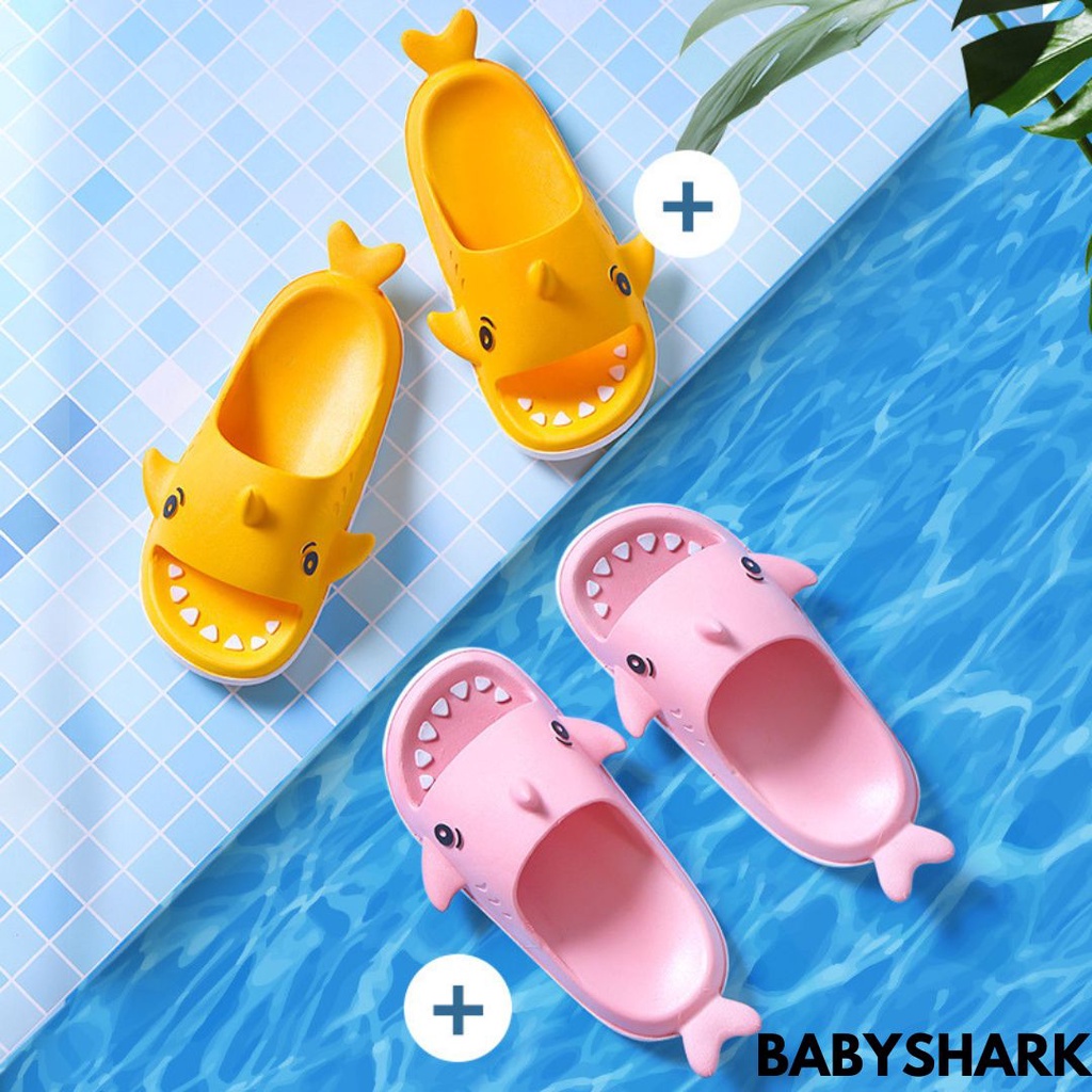 SANDAL ANAK-ANAK CHIBI DESAIN HIU KECIL MENGGEMASKAN BAHAN RUBBER IMPORT LENTUR BABYSHARK