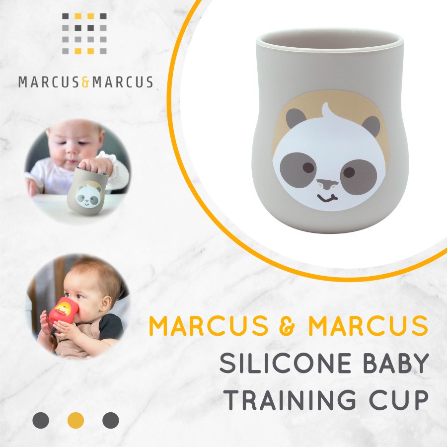 Marcus &amp; Marcus M&amp;M Silicone Baby Training Cup (4oz) – Gray Panda Gelas Minum Bayi Silikon 120ml