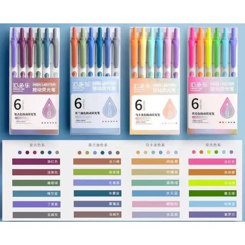 

Retractable Highlighter Set Stabilo Set 6 Penanda Warna