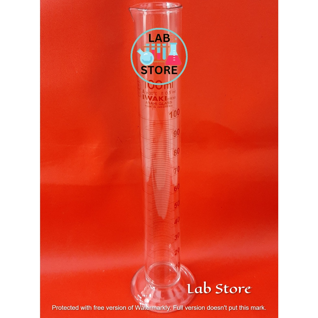 Gelas Ukur / Gelas Ukur 100ml / Measuring Cylinder 100ml IWAKI / Tabung Ukur 100ml IWAKI