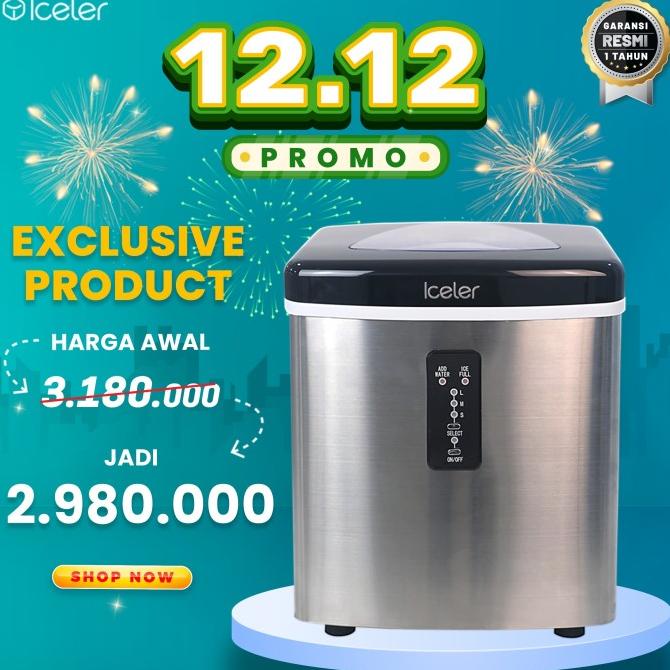Mesin Es Stainless Steel Es Iceler Batu Kristal 20kg/hari stok ada terus