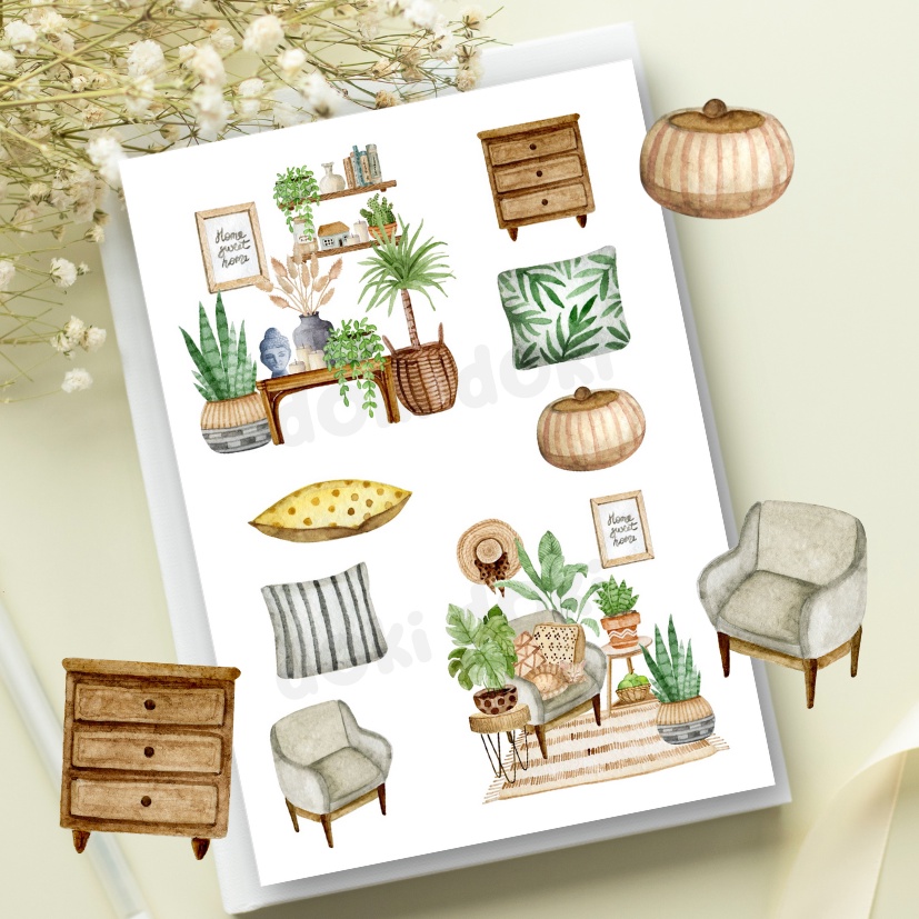 

[DOKI] Stikers Kawai Aesthetic / Label Stiker Lucu Cocok Untuk To Do List Atau Buku Harian - Home Sweethome HSH01