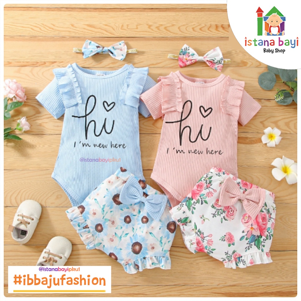 Catell Love Setelan Baby  + Bandana / Romper Bayi