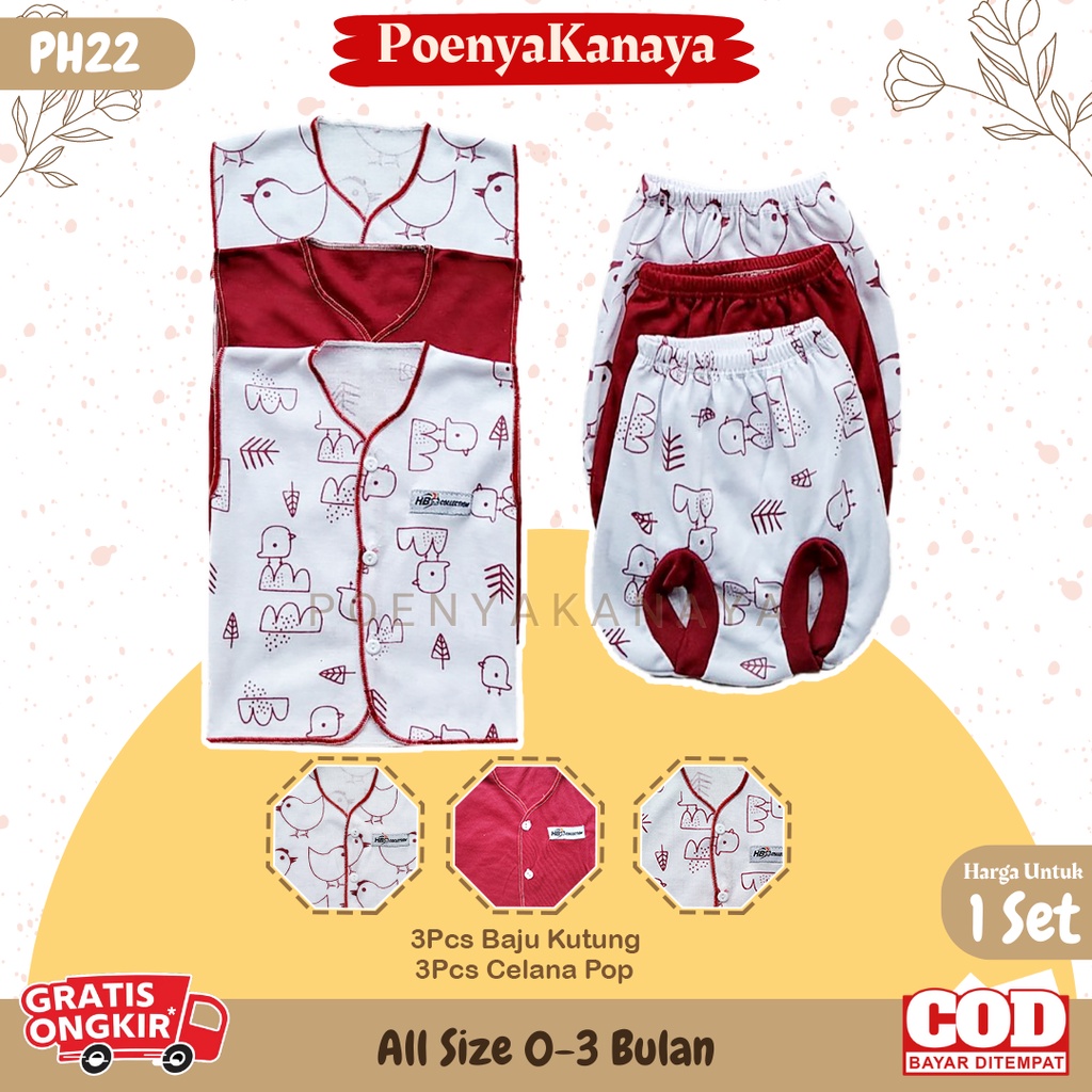 Paket 18pcs Setelan Baju Bayi Celana Bayi Baru Lahir Gift Set Baby Seri MAROON HBc PH22